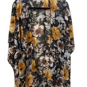 Emory Park Floral Kimono with Yellow and Brown